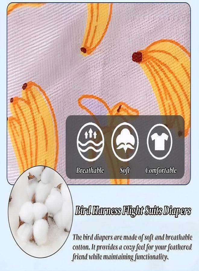 ZIBUYU® 2Pcs Budgie Parrot Clothes, Lightweight Washable Bird Jumpers with Elastic Straps for Secure Fit, Stylish Banana & Bow Prints for Budgerigars, Comfortable & Reusable Outfits in Size M - Image 4